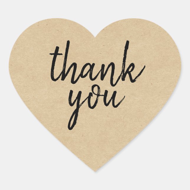 Merci en papier Kraft Chic Script Étiquette de coe (Devant)