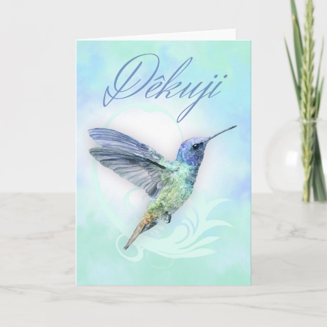 Merci En Tchèque - Aquarelle Colibri Imprimer (Devant)
