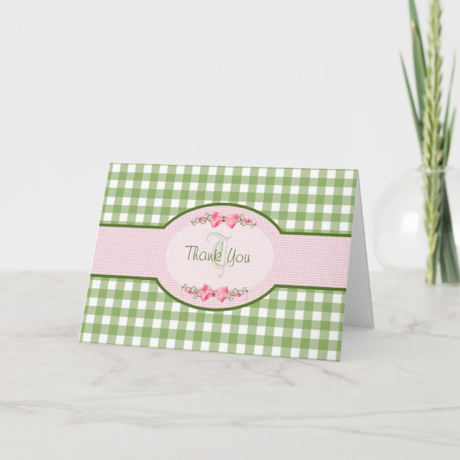 Merci En vichy Vert Fille Avec Monogramme (Devant)