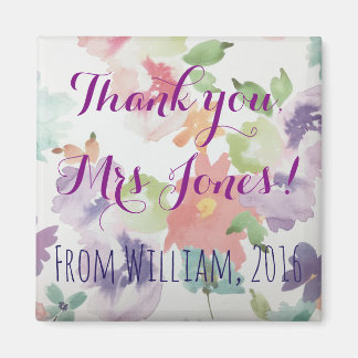 Merci Enseignant (Votre Nom) Fleurs Magnet