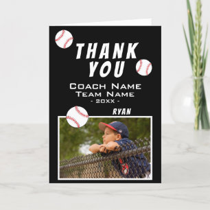 Merci entraîneur Carte photo noir de baseball