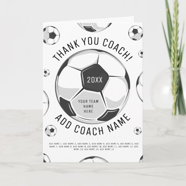Merci Entraîneur de football Noir & Blanc Joueurs  (Devant)