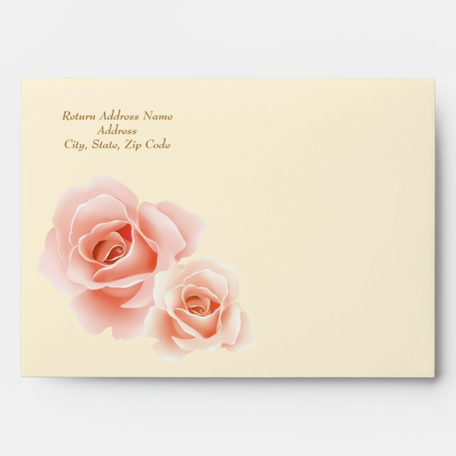 Merci. Enveloppes personnalisées Roses roses (Devant)