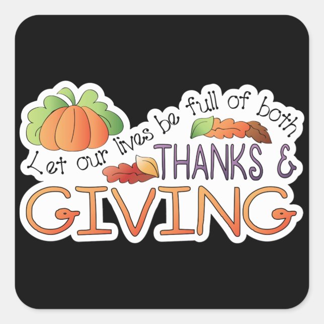 Merci et donner Thanksgiving mots sticker (Devant)