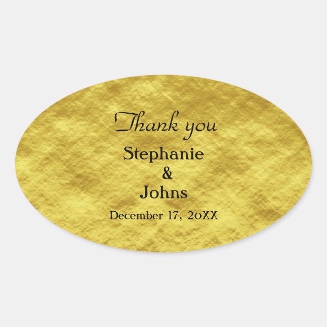 Merci Étiquette Gold Foil Mariage brillant Faveur (Devant)