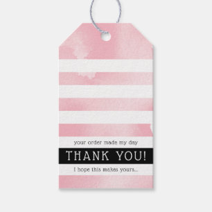 MERCI ÉTIQUETTE moderne rayure rose blush aquarell