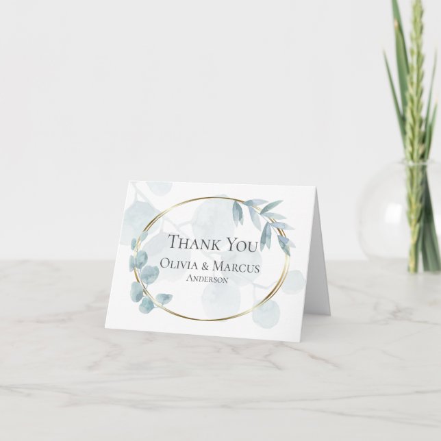 Merci | Eucalyptus aquarelle bleu poussiéreux (Devant)