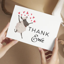 Merci Ewe Sheep avec Carte de remerciements Red He