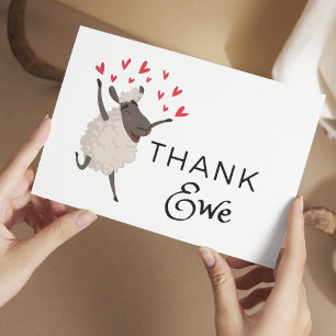 Merci Ewe Sheep avec Carte de remerciements Red He