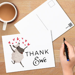 Merci Ewe Sheep avec carte postale Merci Red Heart