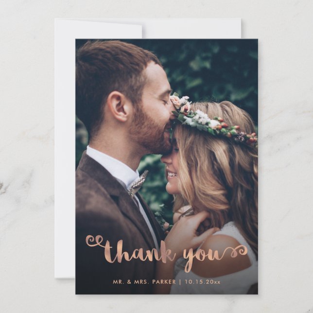Merci fantastique| Mariage Photo Rose Gold Script (Devant)