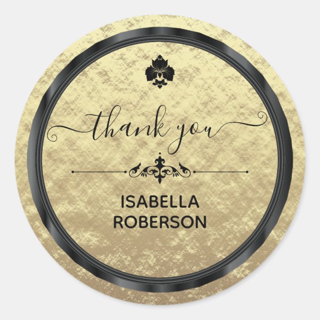 Merci Faux Gold Foil et Étiquettes noirs (Devant)