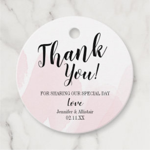 Merci Favoriser les étiquettes Aquarelle rose