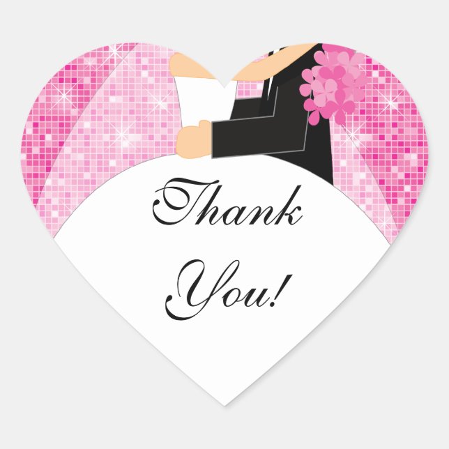 Merci Fête des mariées Sticker Bride Groom rose (Devant)