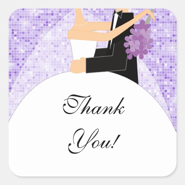 Merci Fête des mariées Sticker Bride Groom violet (Devant)