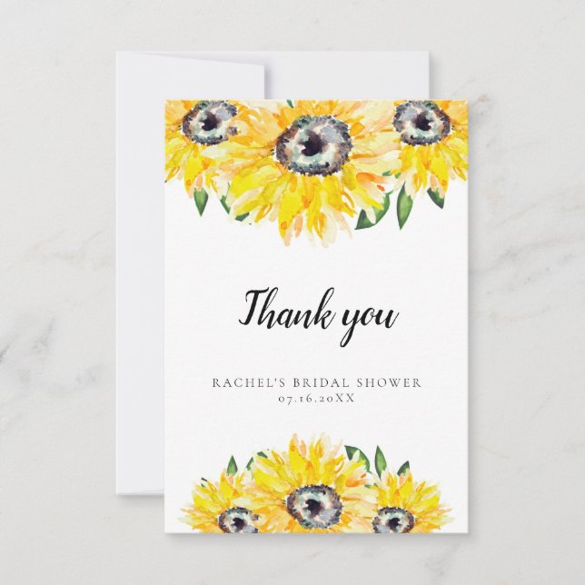Merci Fête des mariées tournesol aquarelle Flora (Devant)