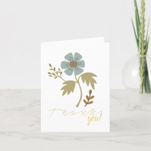 Merci Feuille moderne à fleurs bleues