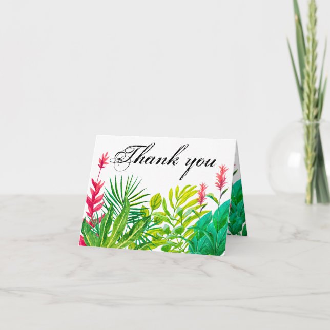 Merci Feuille vert et rouge Petit Carte pour notes (Devant)