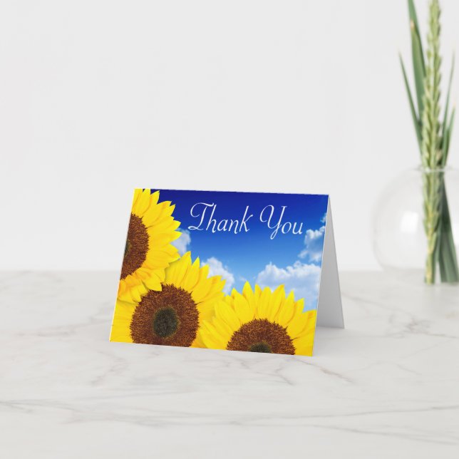 Merci Fleur de soleil jaune Floral Carte pour note (Devant)