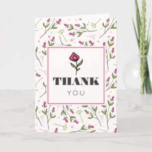 Merci Fleur sauvage à longue tige rose et vert