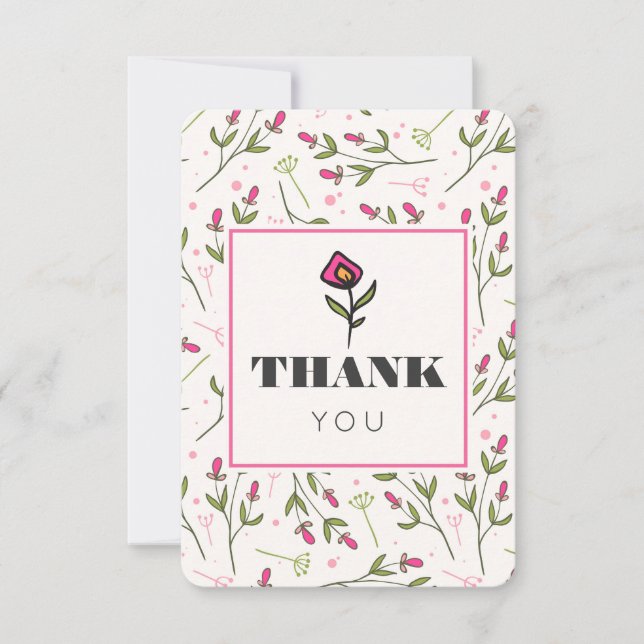 Merci Fleur sauvage à longue tige rose et vert (Devant)