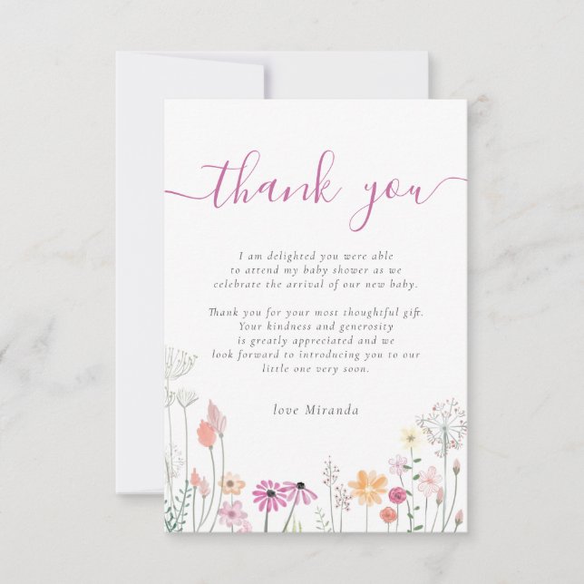 Merci fleur sauvage de Baby shower Floral (Devant)