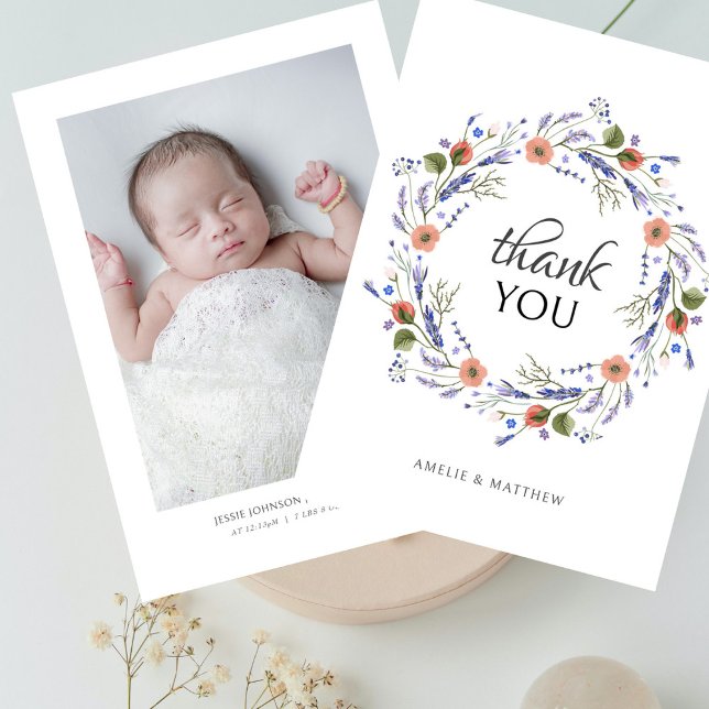 Merci Fleur sauvage minimaliste de Baby shower pho (Créateur téléchargé)