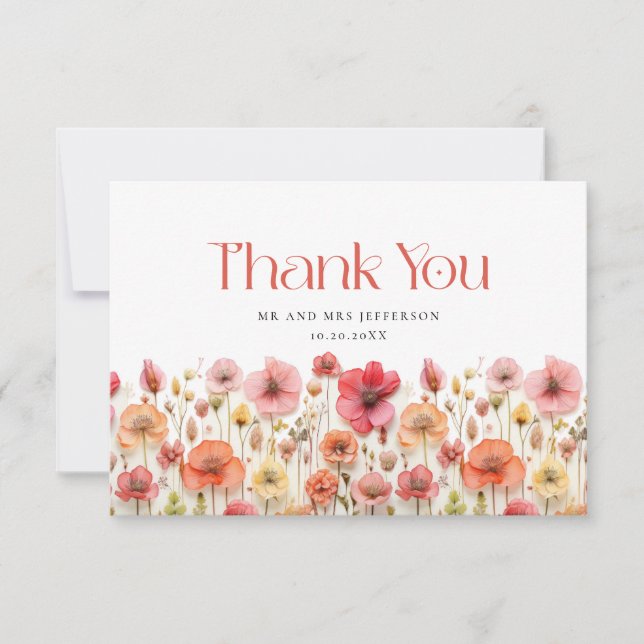 Merci Fleur sauvage Retro Pastel Pink Boho (Devant)