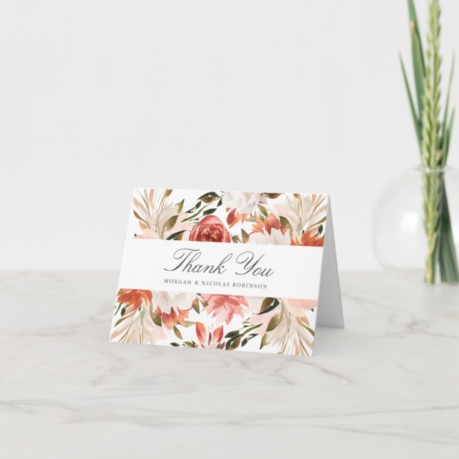 Merci floral blanc rouge et blanc cassé avec nom(s (Devant)