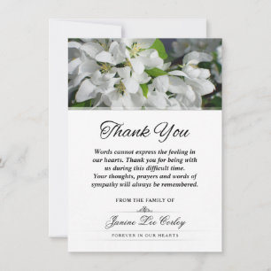 Merci floral blanc Sympathie Expression funéraire