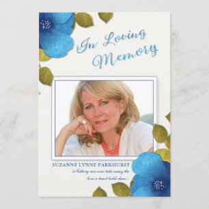 Merci floral bleu Sympathie Carte photo personnali