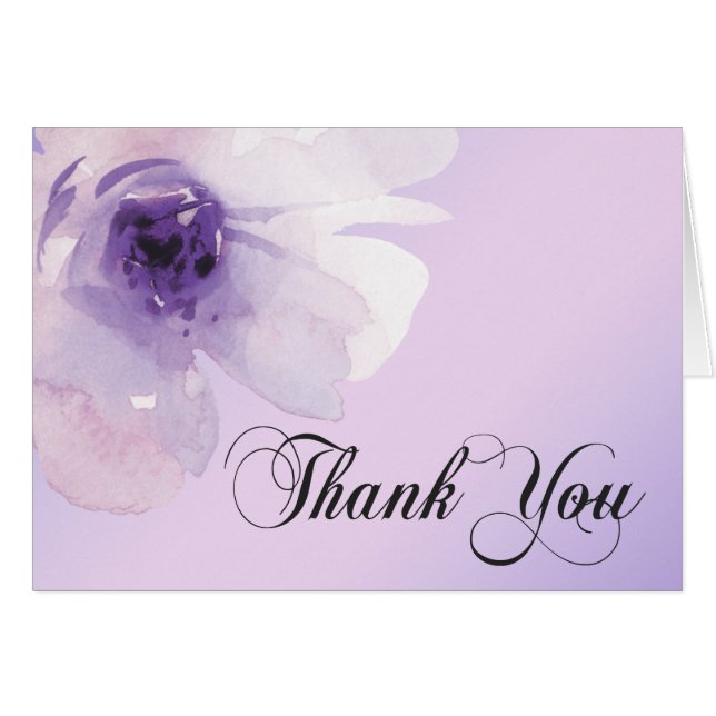 Merci floral de pourpre de lavande d'aquarelle (Devant Horizontal)