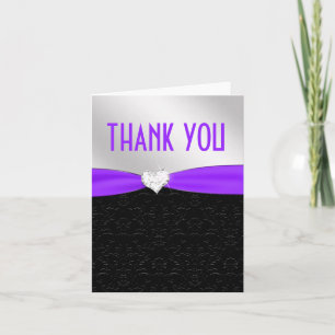 Merci floral noir pourpre de diamant de damassé