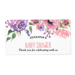 Merci floral pourpre rose de baby shower de  
