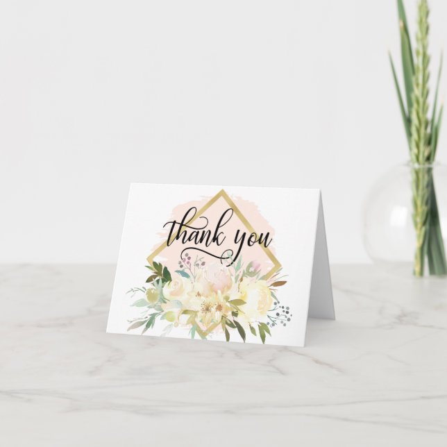 MERCI Floral rose or Mariage douche | BLANC (Devant)