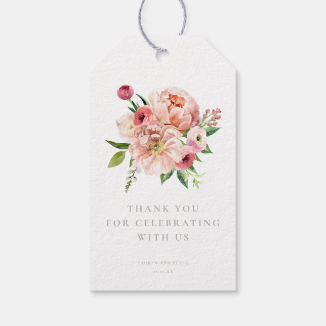 Merci floral rose pâle Favoriser les étiquettes ca (Dos)