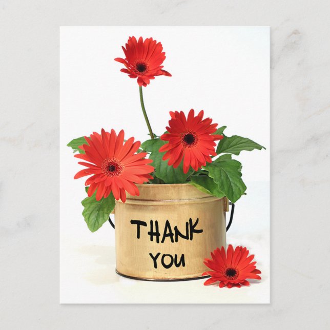 Merci Floral Rouge Gerbera Fleur marguerite Carte  (Devant)