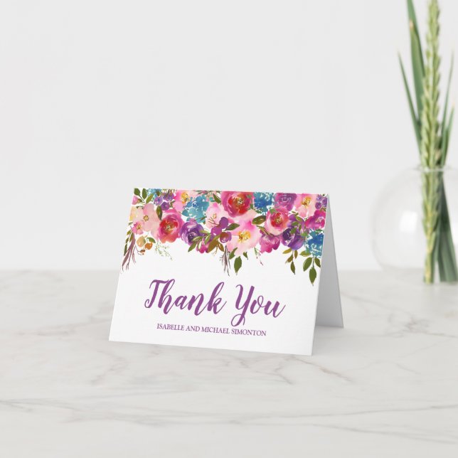 Merci Floral Violet Personnalisé (Devant)