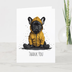 Merci French Bulldog portant un Raincoat