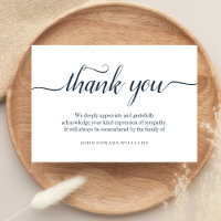 Merci Funérailles Merci Note Carte de deuil