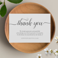 Merci Funérailles Merci Note Carte de deuil
