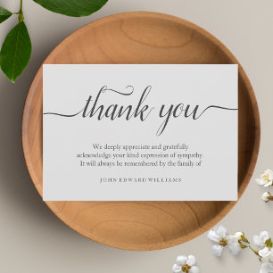 Merci Funérailles Merci Note Carte de deuil