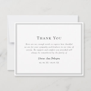 Merci funéraire noir et blanc simple