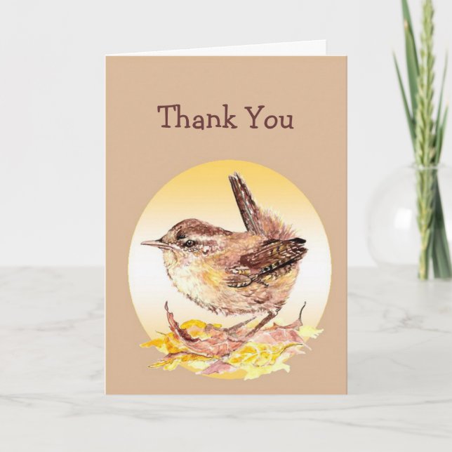 Merci Général Aquarelle Maison Wren Bird (Devant)