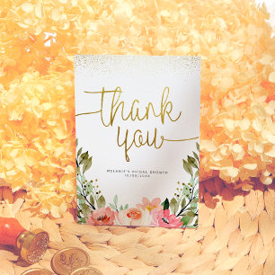 Merci Gold Script   Aquarelle rose florale