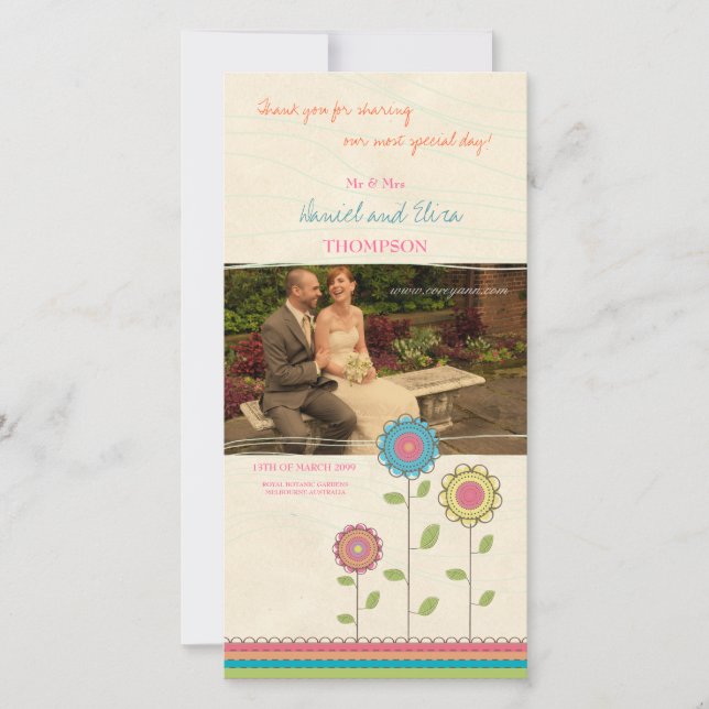 Merci grand arc-en-ciel Fleurs Mariage Carte photo (Devant)