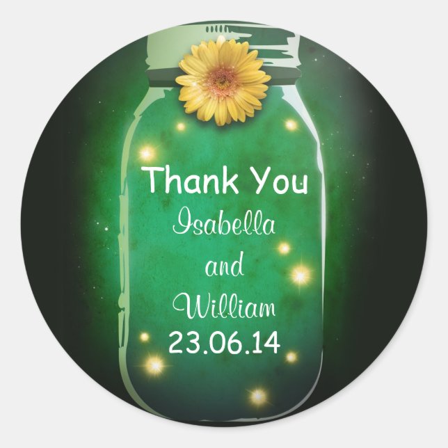 merci gree rustique whimsical mason jar stickers (Devant)