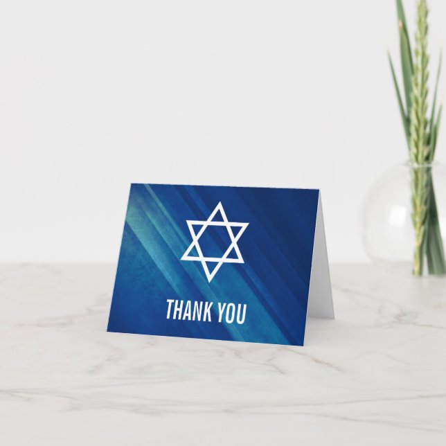 Merci grunge bleu moderne de Mitzvah de barre (Devant)