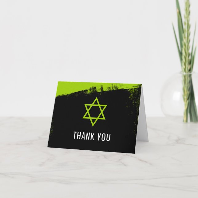 Merci grunge de Mitzvah de barre de noir de vert (Devant)