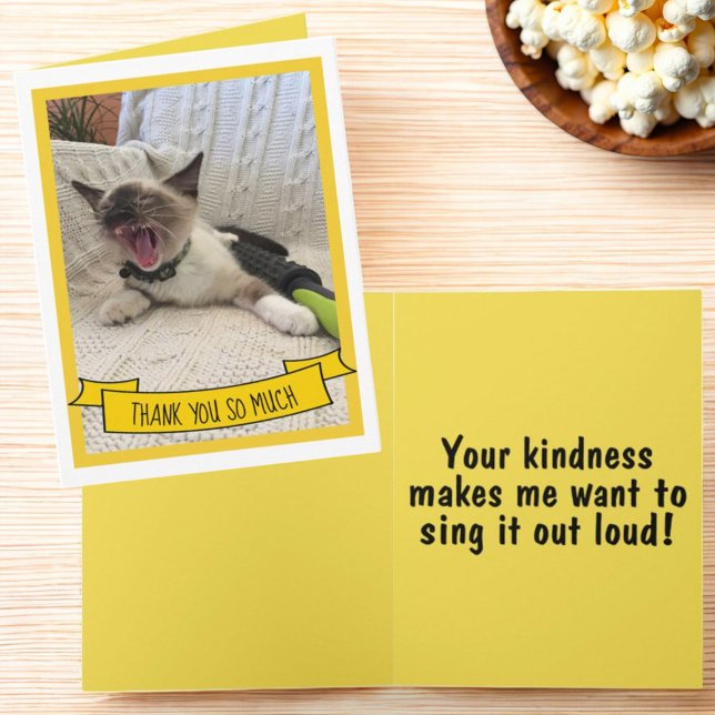 Merci humoristique tellement de Siamese Kitten Pho (Folded greeting card thank you template cover & inside)